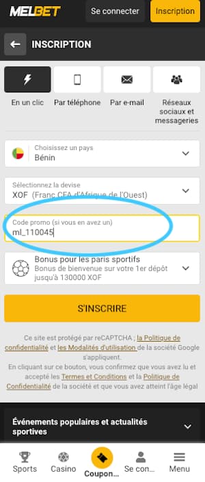 melbet benin code promo