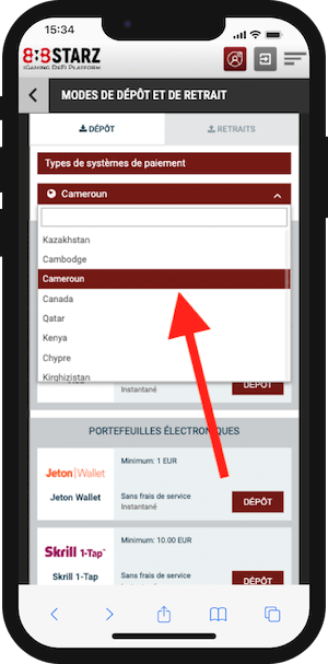 888starz cameroun paiements sur mobile