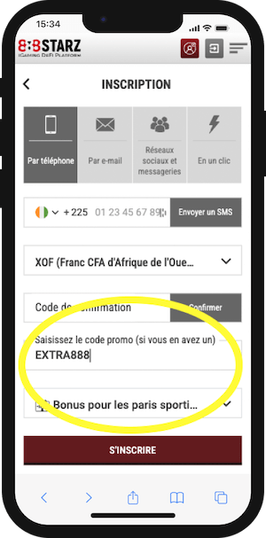 888starz ci code promo pour inscription