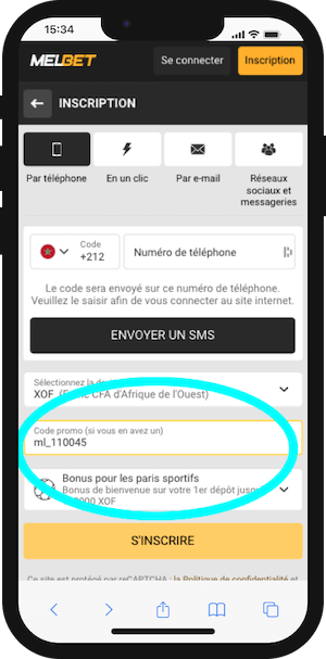 melbet maroc inscription code promo