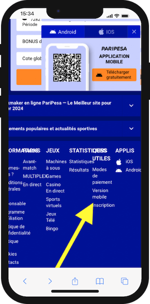comment trouver la version mobile paripesa