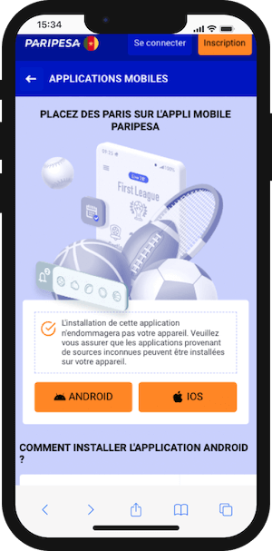 paripesa apk telecharger