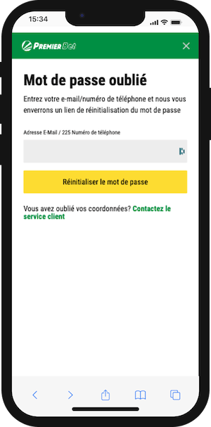 premier bet mot de passe oublie