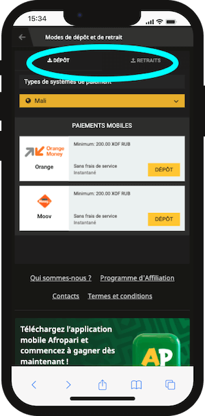 afropari mali paiements