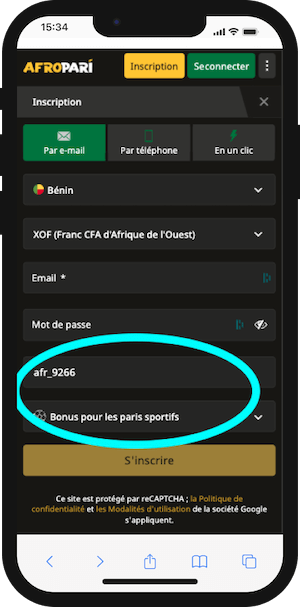 ou indiquer le code promo afropari benin pour inscription