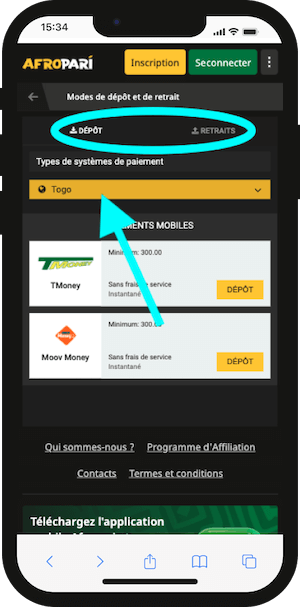 afropari togo depot et retrait