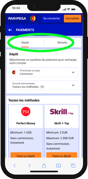 comment faire un depot sur paripesa cameroun