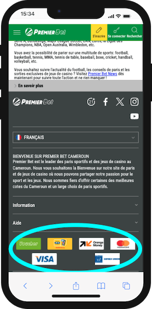 premier bet cameroun moyens de paiement