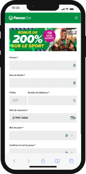 premier bet inscription sur mobile
