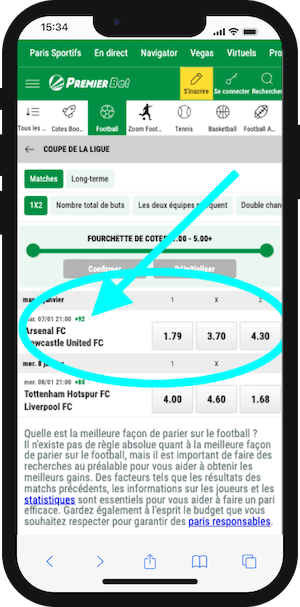 comment parier avec premier bet sur telephone