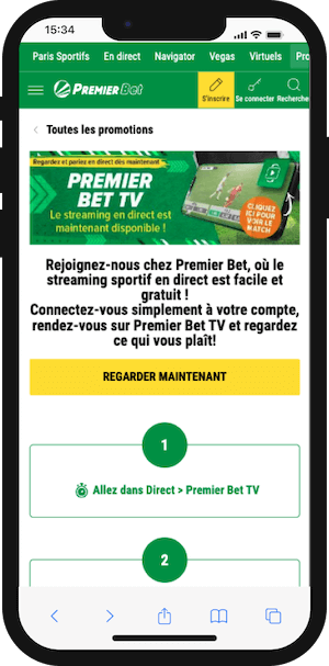 streamning gratuit sur Premier Bet