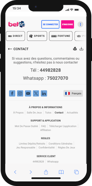 contact bet223 service client