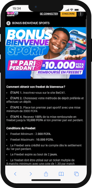 bet241 bonus a l inscription